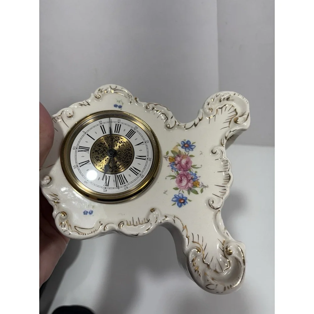 German Porcelain Clock Mantel Antique Style Porcelain Hand painted Germany